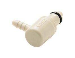 Quick-Disconnect Fitting, Hose Barb Insert, Elbow, Polypropylene, Valved, 1/8" ID; 1/Each