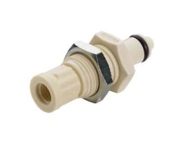 Quick-Disconnect Fittings, Thread Insert, Panel Mount, Valved, Polypropylene, 1/4-28 UNF(F); 1/Each