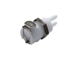 Quick-Disconnect Fittings, Hose Barb Body, Panel Mount, Acetal, Non-Valved, 1/8" ID; 1/Each