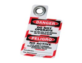 Bilingual Tags DANGER Do Not Operate To Be Removed Only By Vinyl 3x2