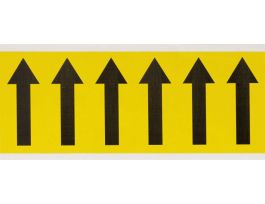 Repositionable Vinyl 3 in BK on YL, Letters Arrow Symbol Card of 6 Labels