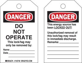 Tags DO NOT OPERATE THIS LOCK MAY ONLY BE REMOVED BY Polypropylene 5x3 10/PK