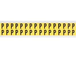 Repositionable Vinyl 0.625 in Black on Yellow, Letters P Card of 32 Labels