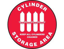 Slip-Gard Floor Sign, Cylinder Storage Area Keep All Cylinders, 17" Round, EA