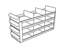 Upright Freezer Sliding Tray Eco-Racks for Standard 3" Boxes, 3 x 3 Array