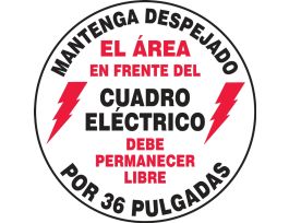 Slip-Gard Floor Sign, Keep Clear Area In Front Of Electrical Pan, 17" Round, EA