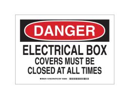 DANGER Electrical Box Covers Must Be Closed At All Times Sign, 7" H x 10" W x 0.06" D, Polystyrene