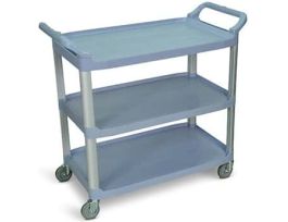 Serving Cart, Three Shelves, 300 lb, Grey