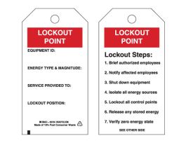 Safety Tag LOCKOUT POINT Heavy Duty Polyester 5.75 x 3  BK/RD/WH 10/PK