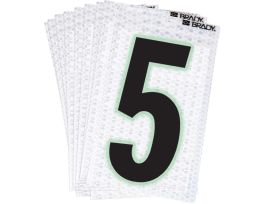Glow in the Dark 2 in Black, Green Glow on Silver Number 5 10/PK