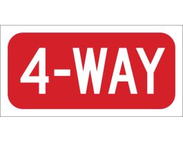 Four Way Sign, 6" H x 12" W x 0.090" D, Aluminum