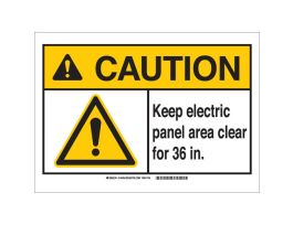 CAUTION Keep Electrical Panel Area Clear For 36". Sign, 14" H x 10" W x 0.06" D, Polystyrene