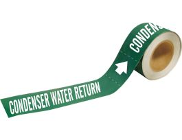 Self-Adhesive Pipe Marker: CONDENSER WATER RETURN, 2" H x 12" W, Roll of 25 Each, Fits Pipes 2.5" Dia. Thru 6" Dia.