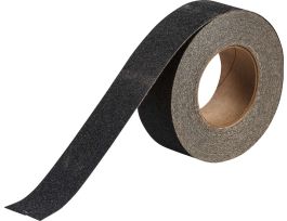 Anti-Skid Tape Roll - Grit-Coated Polyester, Solid Color, Black, 2" x 60'
