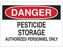 DANGER Pesticide Storage Authorized Personnel Only Sign, 10" H x 14" W x 0.1" D, Fiberglass