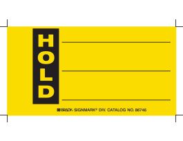 Universal Inspection Tag HOLD Paper 3 x 5.75 Black on Yellow 100/PK