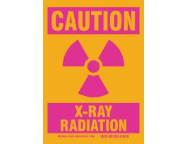 CAUTION X-Ray Radiation Sign, 10" H x 7" W x .035" D, Polyester
