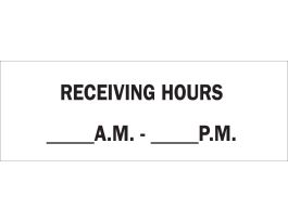 Receiving Hours __A.M.-_ P.M. Sign, 7" H x 20" W x 0.1" D, Fiberglass