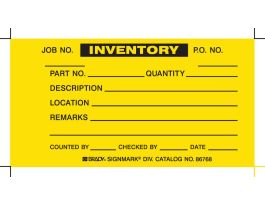 Inventory Tag INVENTORY Paper 3 x 5.75 Black on Yellow 100/PK