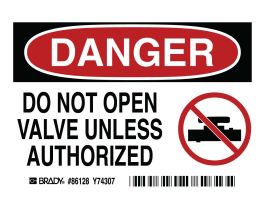 DANGER Do Not Open Unless Authorized (5/Package) Sign, 3.5" H x 5" W x 0.006" D, Polyester