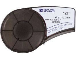 All Weather Permanent Adhesive Vinyl Label Tape with Ribbon for M210 M211 BMP21-PLUS Printers - 0.5" Black on Gray