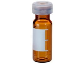 Vial and Cap Kit, 2 mL, Snap Ring Amber Vials with Label, PTFE/Silicone Septa, Mass Spec Quality; 100/pk