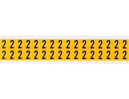 Outdoor Vinyl 0.625 in Black on Yellow Numbers 2 Card of 32 Labels