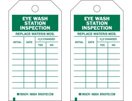 Tag EYEWASH STATION INSPECTION Polyester 5.75 x 3  Green on White 10/PK
