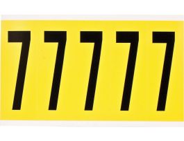 Repositionable Vinyl 4 in Black on Yellow, Numbers 7 Card of 5 Labels