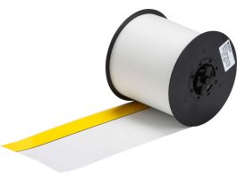 All Weather Permanent Adhesive Vinyl Label Tape with Yellow Header Stripe for MiniMark Printer - 4" x 100 ft L