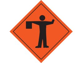 Flagger Picto Sign, 36" H x 36" W, Vinyl