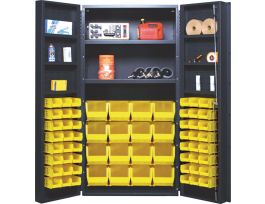 CABINET W/ 64 YLW BINS STEEL 36X24X72IN