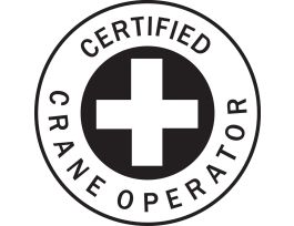 CERTIFIED CRANE OPERATOR Hard Hat Labels, 2" Dia, Card of 4 Labels, Black on White