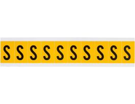 Outdoor Vinyl 1 in Black on Yellow Letters S Card of 10 Labels
