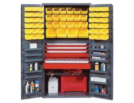 CABINET W/ 56 YLW BINS STEEL 36X24X72IN