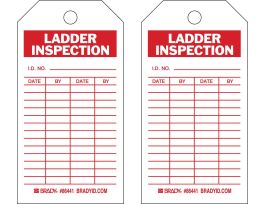 Safety Inspection Tag LADDER INSPECTION Paper 7x4 Red on White 100/PK