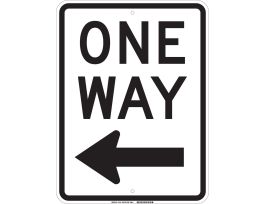 One Way Sign, 24" H x 18" W x 0.1" D, Fiberglass, Arrow Direction Left
