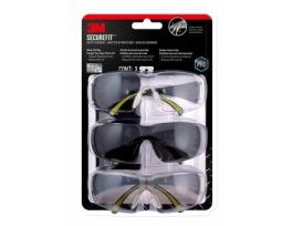 3M™ SecureFit™ 400 Eye Protection SF400-W-3PK-PS, 3 Pack: Clear + Mirror + Gray Lenses, Anti Fog