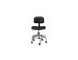 Tall Height ESD/ISO 6 Cleanroom Black Vinyl Chair; AL Base w/Adj. Footring
