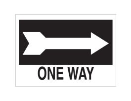 One Way Sign, 10" H x 14" W x 0.035" D, Aluminum, Arrow Direction: Right