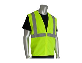 Class 2 Solid Vest, No Pocket, Zipper Closure, 2in. Tape, LY, 3X