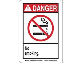DANGER No Smoking. Sign, 14" H x 10" W x 0.006" D, Polyester