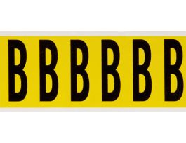 Repositionable Vinyl 3 in Black on Yellow, Letters B Card of 6 Labels