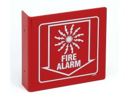 L FIRE ALARM Sign, White on Red