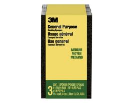 3M™ General Purpose Sanding Sponge CP002-3PK-LG, Block, 2 5/8 in x 4 1/2 in x 1 in, Medium, 3/pk, 6 pks/cs