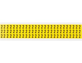 Repositionable Vinyl 0.375 in Black on Yellow, Numbers 2 Card of 78 Labels
