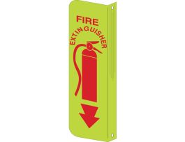 BradyGlo L 2-Way View Fire Extinguisher Sign, 12" H x 4" W x 0.063" D, Red on Glow, Polystyrene