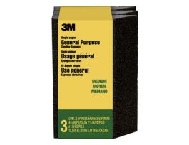 3M™ General Purpose Sanding Sponge CP041-3PK, Single Angle, 2 7/8 in x 4 7/8 in x 1 in, Medium, 3/pk, 6 pks/cs