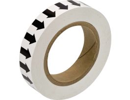Directional Flow Arrow Tape for Pipe Marking - Roll Form,  Vinyl, Black on White, 1"x 30 yd
