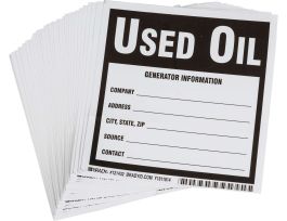 Used Label Oil, 6" H x 6" W, Black on White